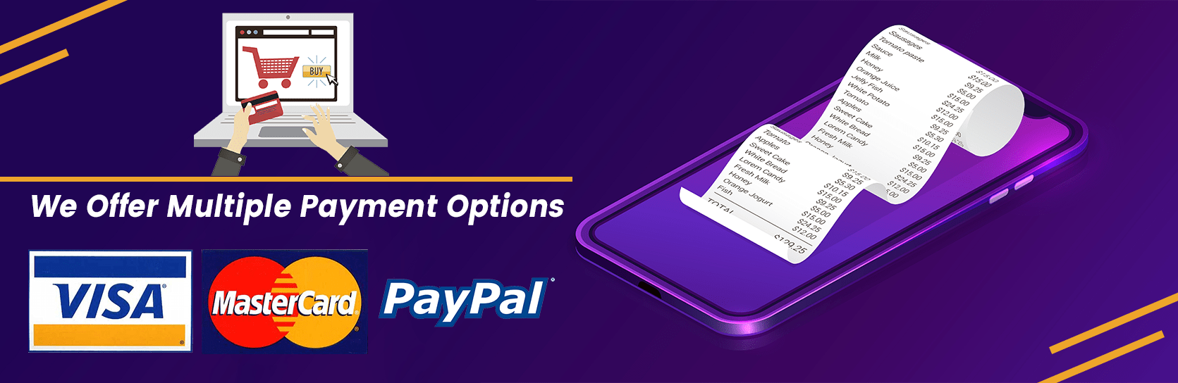 We Offer multiple payment options