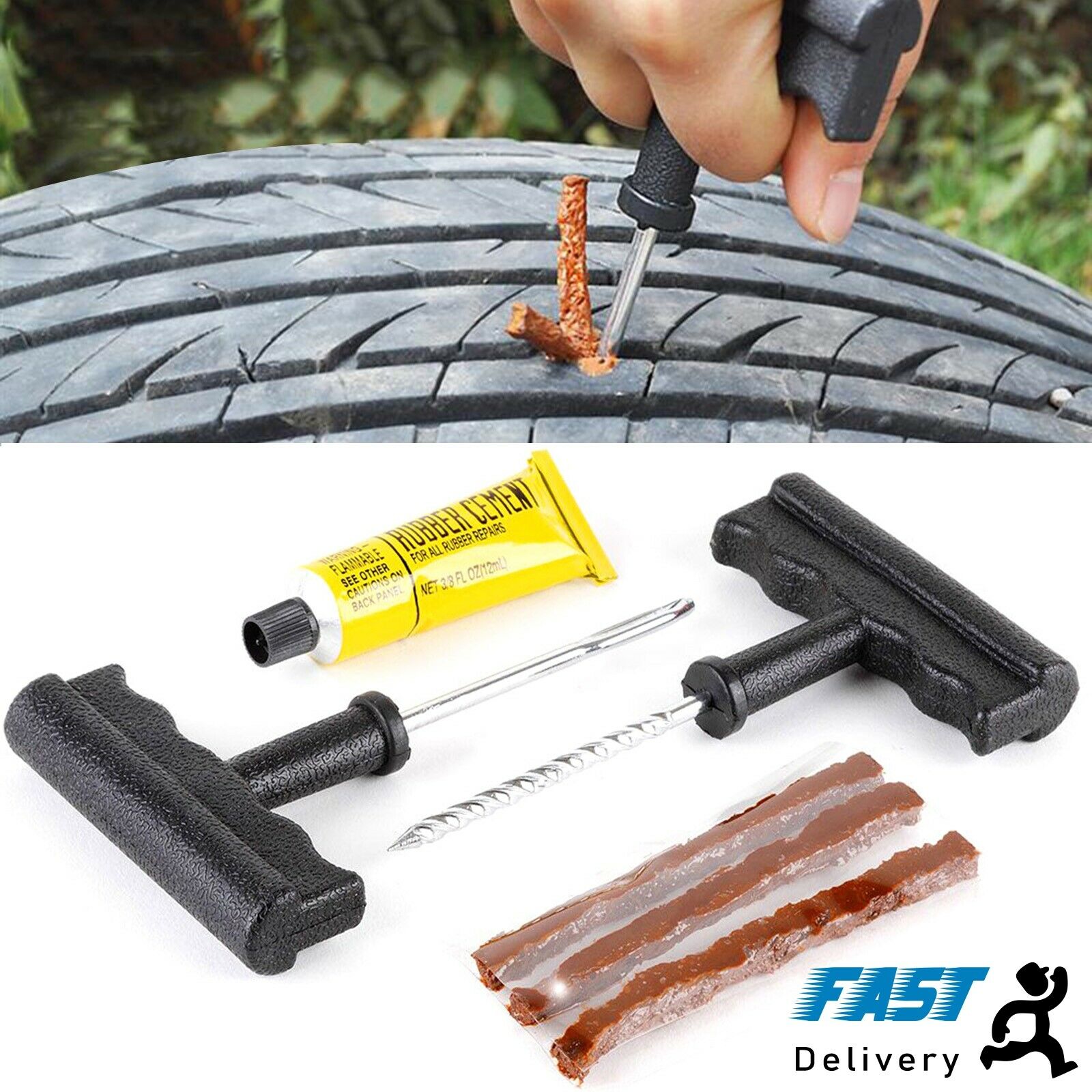 Emergency Car Van Motorcycle Puncture Repair kit Tubeless Flat Tyre ...