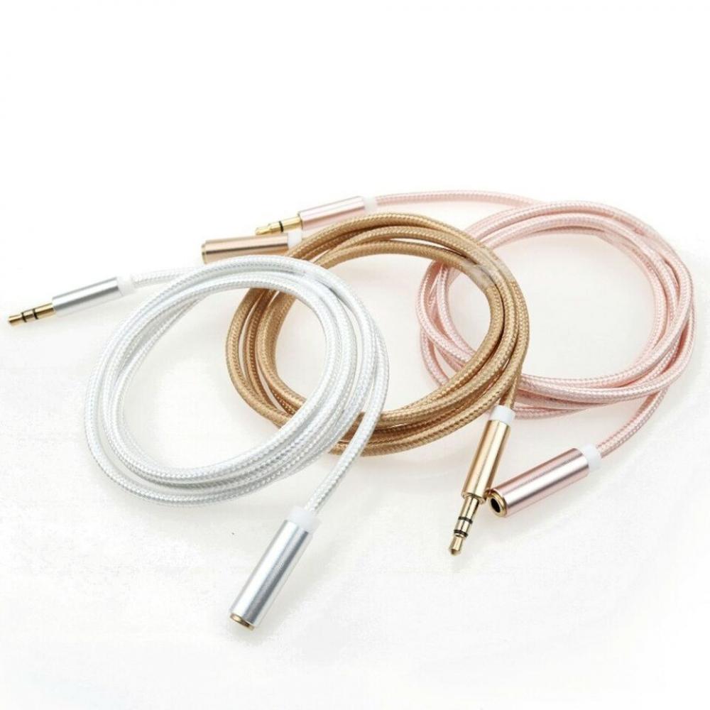 1m Nylon Audio Stereo Headphone Extension Cable 3.5mm Jack Male > Female