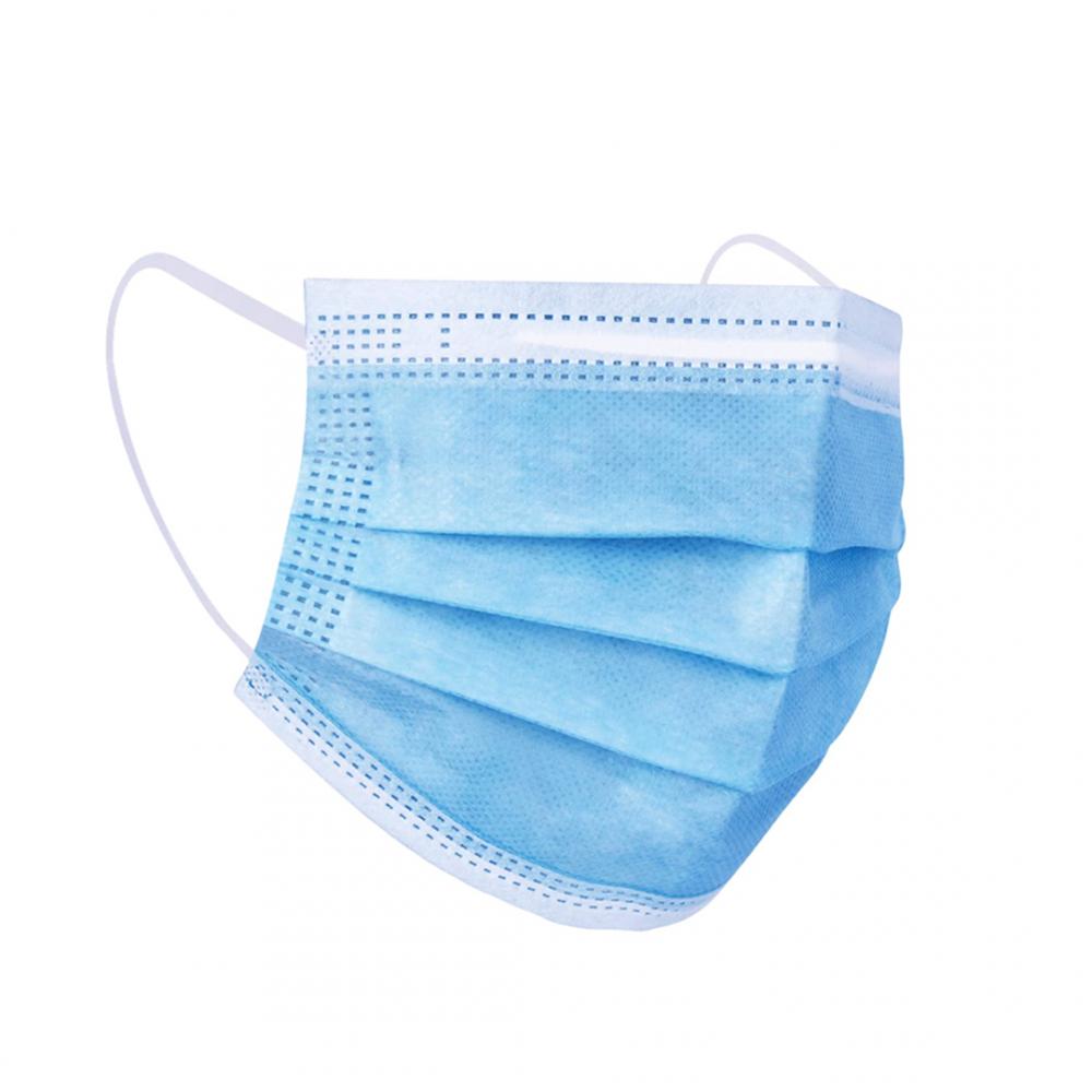 10pcs Disposable Blue Face Mask, Soft on Skin, 3-ply Masks Facial Cover with Elastic Ear loops Great For Home, Office, School, and Outdoors