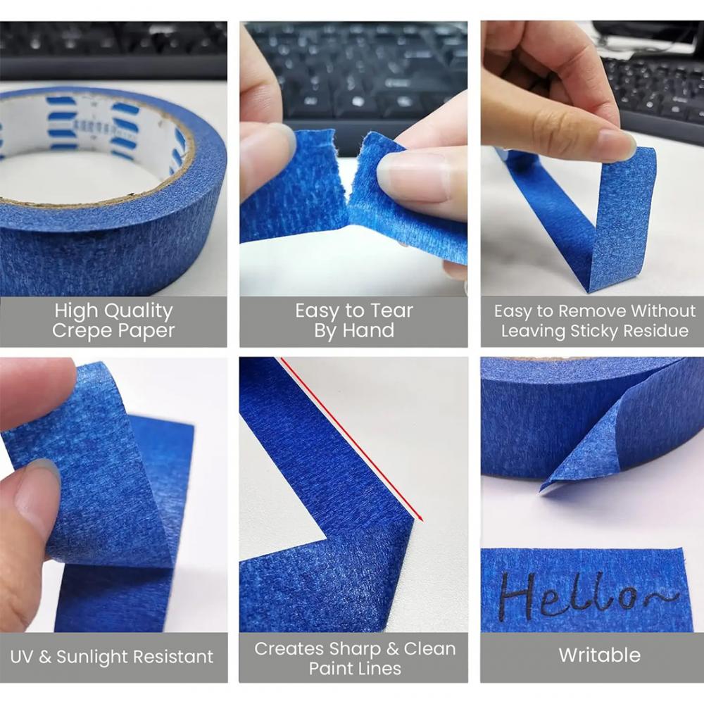 Wide Blue Original Multi-Surface Painters Tape Adhesive Well Masking Tape No Residue Behind Size - 24mm x 50m