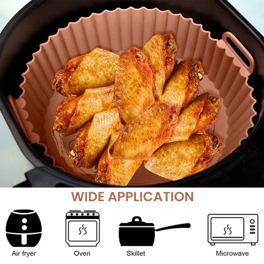 Silicone Air Fryer Liners are reusable, non-stick, and oil-proof Silicone Air Fryer Liners are perfect for roasting, baking, and microwaving. Waterproof, easy to clean and durable