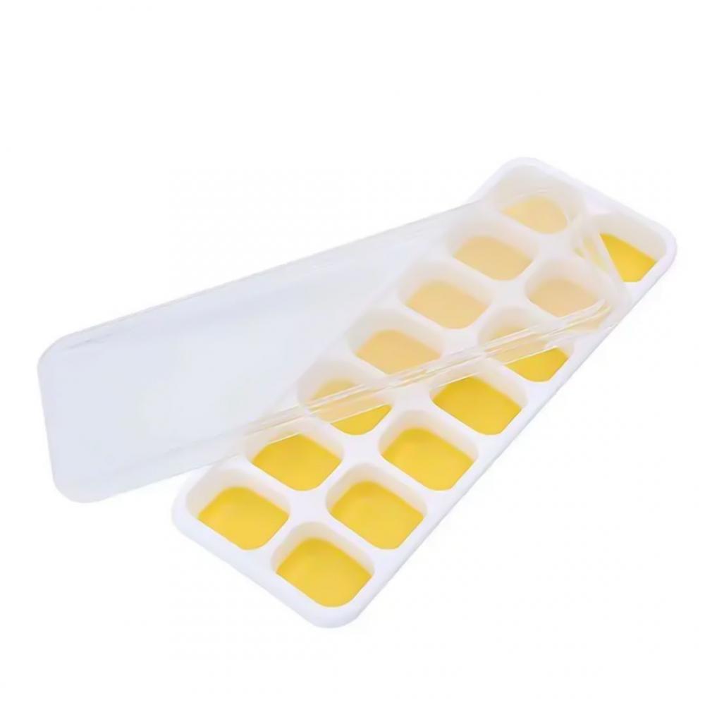 Ice Cube Trays - Silicone Base with lids, BPA Free Food Grade, Easy-Release Silicone Flexible Ice Cube Molds Ice Maker for Home, 14-Ice Cube (4 Colors) 