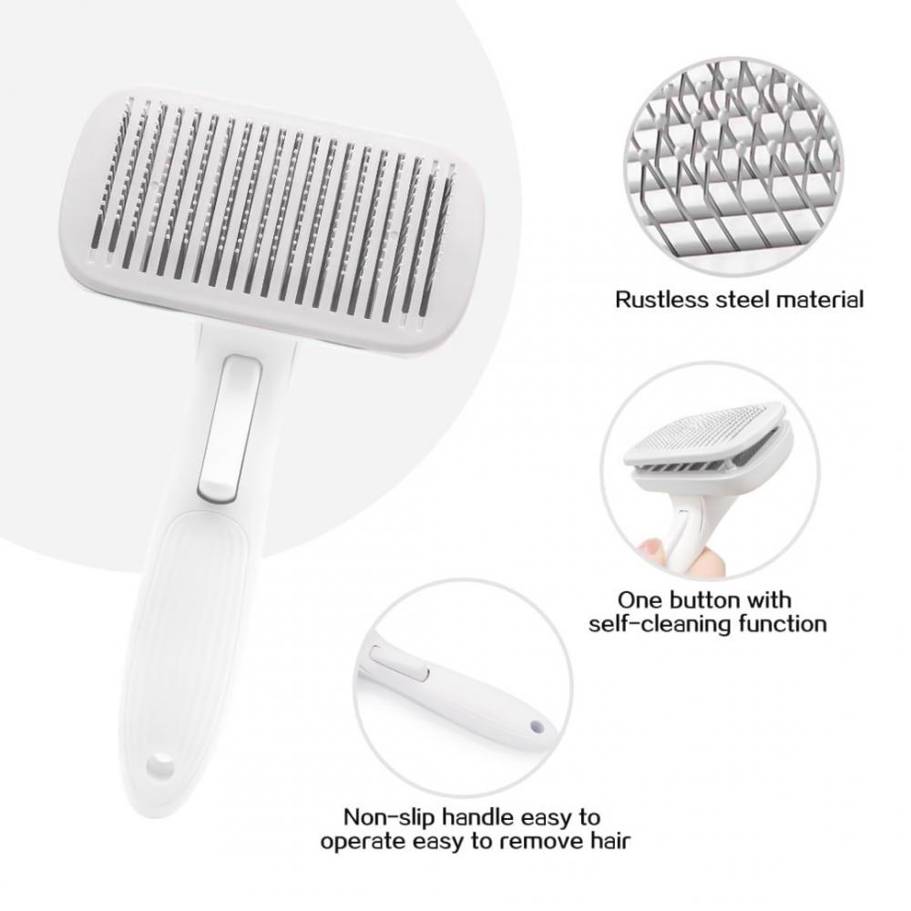 Cat＆Dog Brush for Shedding and Grooming Slicker Brush Pet Brush Dematting and Detangling Tool Self-Cleaning for Pet Undercoat Comb for Long and Short Hair