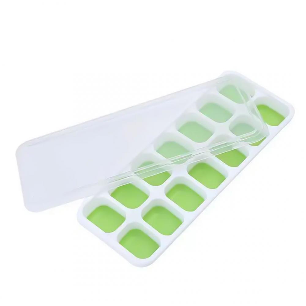 Ice Cube Trays - Silicone Base with lids, BPA Free Food Grade, Easy-Release Silicone Flexible Ice Cube Molds Ice Maker for Home, 14-Ice Cube (4 Colors) 