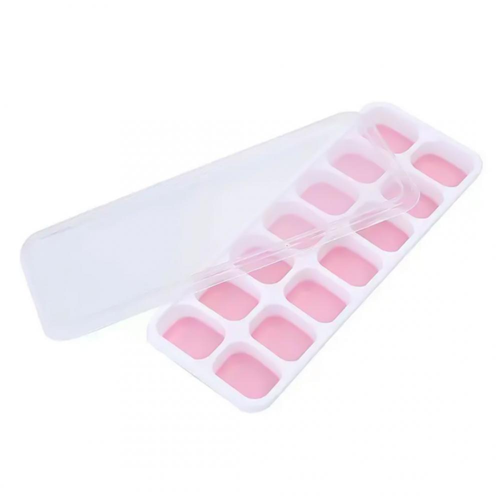 Ice Cube Trays - Silicone Base with lids, BPA Free Food Grade, Easy-Release Silicone Flexible Ice Cube Molds Ice Maker for Home, 14-Ice Cube (4 Colors) 