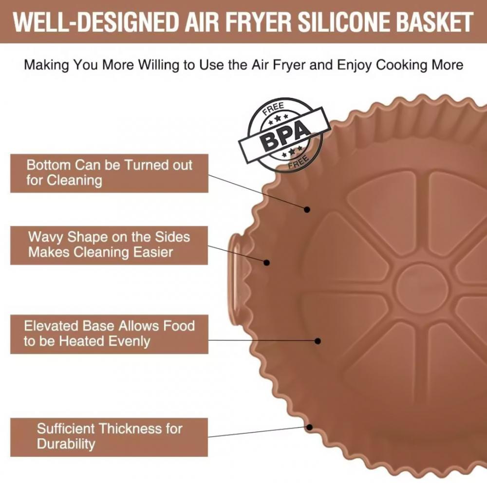 Silicone Air Fryer Liners are reusable, non-stick, and oil-proof Silicone Air Fryer Liners are perfect for roasting, baking, and microwaving. Waterproof, easy to clean and durable