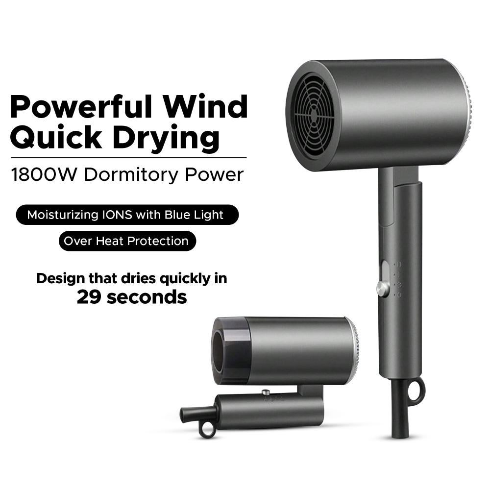 Professional Ionic Hair Dryer – Portable High-Speed Blow Dryer with Digital HD Screen, Lightweight Design, Concentrator & Diffuser, Cool Shot Button, Ideal for Travel