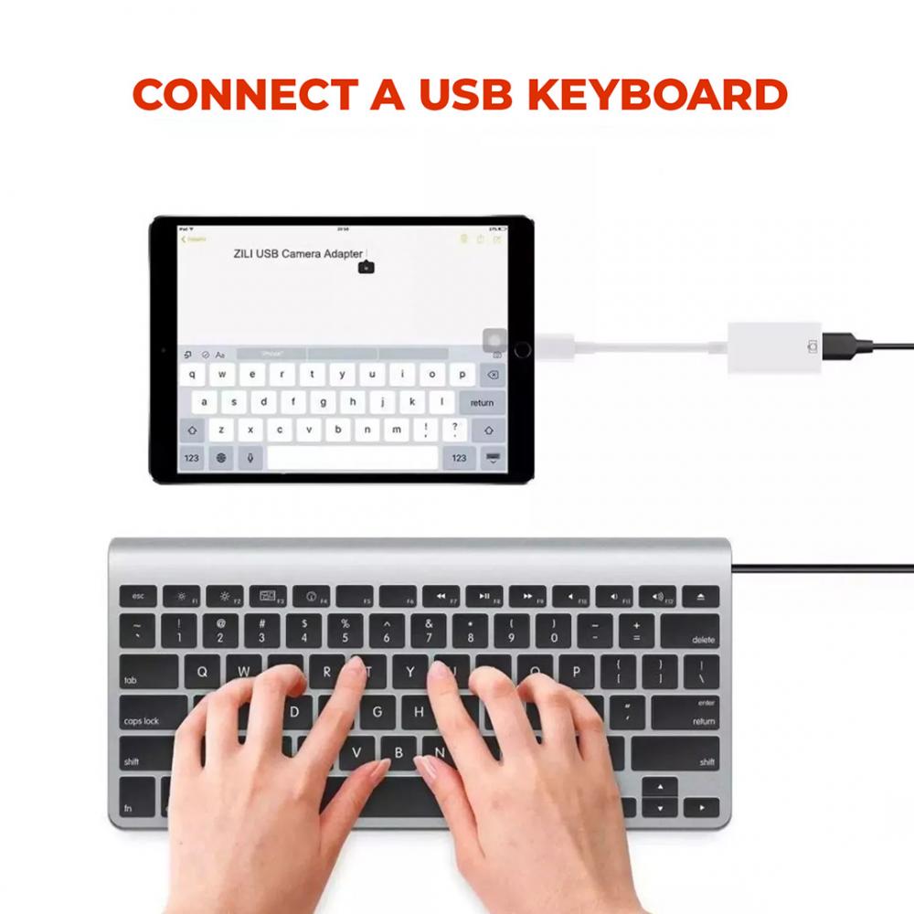 Lightning Male to USB Female Cable iPhone OTG Adapter Dongle Apple Ipad Air Camera Card Reader U Disk Flash Drive Mouse Keyboard Piano MIDI Converter for 14 13 12 11 Pro Max Mini XR X XS SE 8 7 Plus