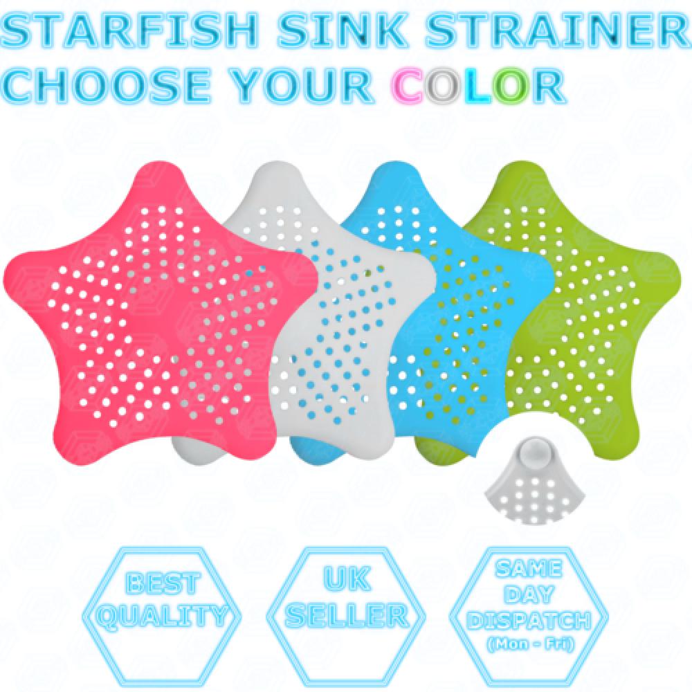 STARFISH SINK STRAINER Hair Trap Shower Rubber Bath Drain Cover Hair Catcher UK 