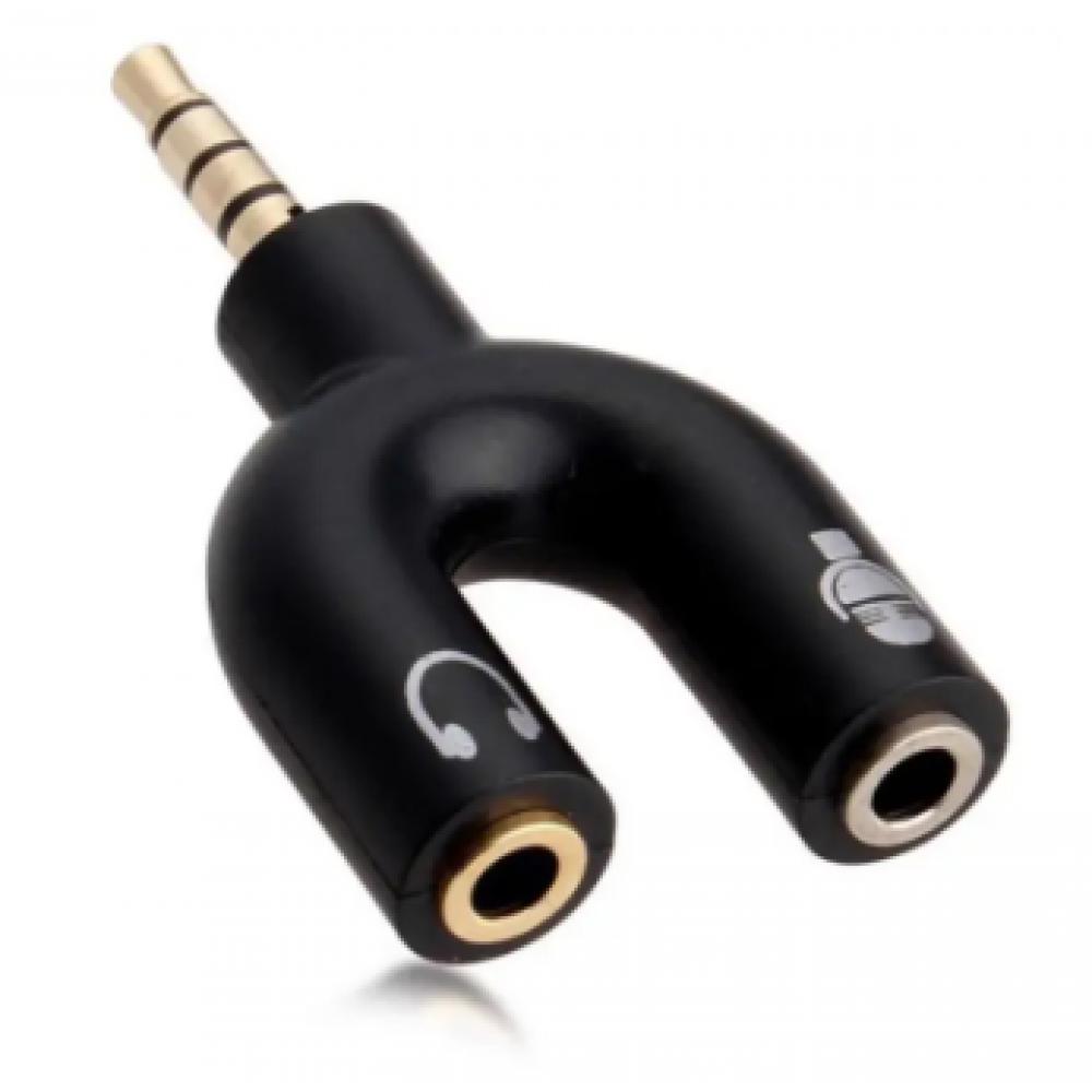 3.5mm U Shape Sound Stereo TRRS Audio Splitter Earphone Jack Adapter 1 Male To 2 Female Stereo Converter For Mobile/PC